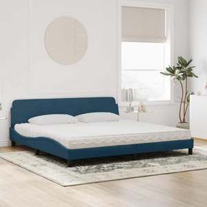 vidaXL, vidaXL Bett mit Matratze Blau 200x200 cm Samt, vidaXL Bett mit Matratze Blau 200x200 cm Samt