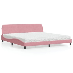 vidaXL, vidaXL Bett mit Matratze Rosa 200x200 cm Samt, vidaXL Bett mit Matratze Rosa 200x200 cm Samt