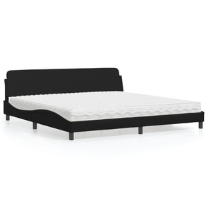 vidaXL, vidaXL Bett mit Matratze Schwarz 200x200 cm Kunstleder, vidaXL Bett mit Matratze Schwarz 200x200 cm Kunstleder