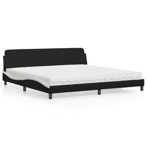 vidaXL, vidaXL Bett mit Matratze Schwarz und Weiß 200x200 cm Kunstleder, vidaXL Bett mit Matratze Schwarz und Weiß 200x200 cm Kunstleder