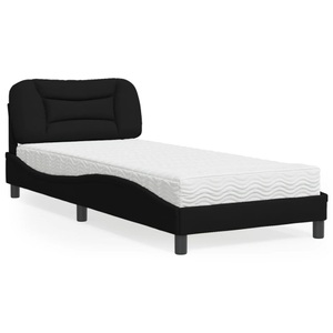 vidaXL, vidaXL Bett mit Matratze Schwarz 90x190 cm Stoff, vidaXL Bett mit Matratze Schwarz 90x190 cm Stoff