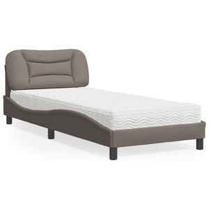 vidaXL, vidaXL Bett mit Matratze Taupe 90x200 cm Stoff, vidaXL Bett mit Matratze Taupe 90x200 cm Stoff