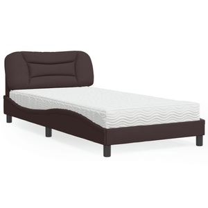 vidaXL, vidaXL Bett mit Matratze Dunkelbraun 100x200 cm Stoff, vidaXL Bett mit Matratze Dunkelbraun 100x200 cm Stoff