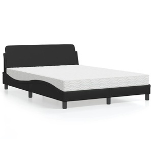 vidaXL, vidaXL Bett mit Matratze Schwarz 140x200 cm Kunstleder, vidaXL Bett mit Matratze Schwarz 140x200 cm Kunstleder