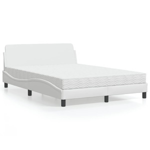 vidaXL, vidaXL Bett mit Matratze Weiß 140x200 cm Kunstleder, vidaXL Bett mit Matratze Weiß 140x200 cm Kunstleder