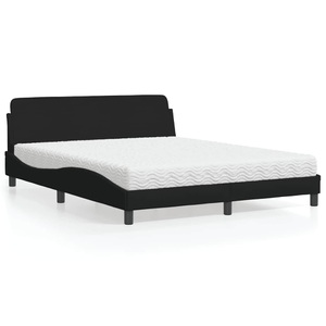 vidaXL, vidaXL Bett mit Matratze Schwarz 160x200 cm Stoff