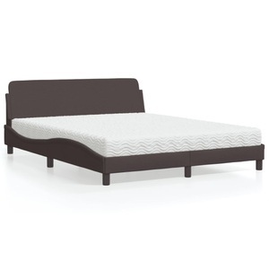 vidaXL, vidaXL Bett mit Matratze Dunkelbraun 160x200 cm Stoff, vidaXL Bett mit Matratze Dunkelbraun 160x200 cm Stoff