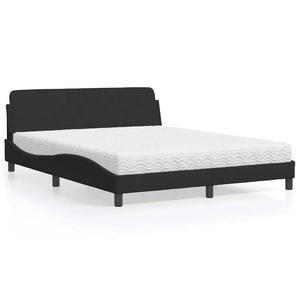 vidaXL, vidaXL Bett mit Matratze Schwarz 160x200 cm Samt