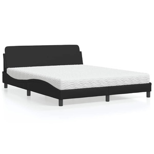 vidaXL, vidaXL Bett mit Matratze Schwarz 160x200 cm Kunstleder