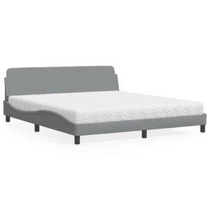 vidaXL, vidaXL Bett mit Matratze Hellgrau 180x200 cm Stoff, vidaXL Bett mit Matratze Hellgrau 180x200 cm Stoff