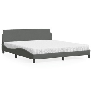 vidaXL, vidaXL Bett mit Matratze Dunkelgrau 180x200 cm Stoff, vidaXL Bett mit Matratze Dunkelgrau 180x200 cm Stoff