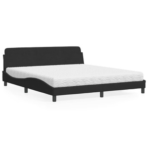 vidaXL, vidaXL Bett mit Matratze Schwarz 180x200 cm Samt