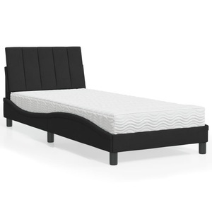 vidaXL, vidaXL Bett mit Matratze Schwarz 90x190 cm Samt, vidaXL Bett mit Matratze Schwarz 90x190 cm Samt