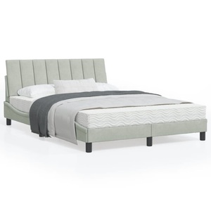 vidaXL, vidaXL Bett mit Matratze Hellgrau 120x200 cm Samt, vidaXL Bett mit Matratze Hellgrau 120x200 cm Samt