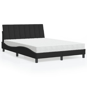 vidaXL, vidaXL Bett mit Matratze Schwarz 140x190 cm Samt