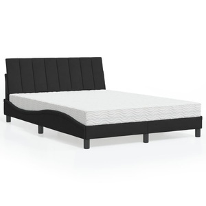 vidaXL, vidaXL Bett mit Matratze Schwarz 140x200 cm Samt