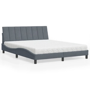 vidaXL, vidaXL Bett mit Matratze Dunkelgrau 160x200 cm Samt, vidaXL Bett mit Matratze Dunkelgrau 160x200 cm Samt