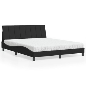 vidaXL, vidaXL Bett mit Matratze Schwarz 160x200 cm Samt