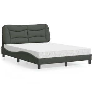 vidaXL, vidaXL Bett mit Matratze Dunkelgrau 120x200 cm Stoff, vidaXL Bett mit Matratze Dunkelgrau 120x200 cm Stoff