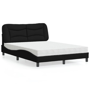 vidaXL, vidaXL Bett mit Matratze Schwarz 140x190 cm Stoff