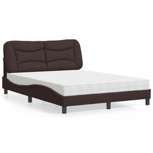 vidaXL, vidaXL Bett mit Matratze Dunkelbraun 140x190 cm Stoff, vidaXL Bett mit Matratze Dunkelbraun 140x190 cm Stoff