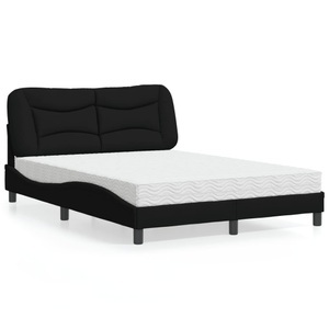 vidaXL, vidaXL Bett mit Matratze Schwarz 140x200 cm Stoff, vidaXL Bett mit Matratze Schwarz 140x200 cm Stoff