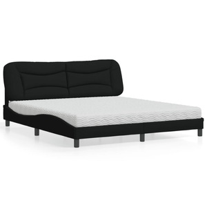 vidaXL, vidaXL Bett mit Matratze Schwarz 180x200 cm Stoff