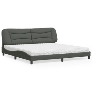 vidaXL, vidaXL Bett mit Matratze Dunkelgrau 200x200 cm Stoff, vidaXL Bett mit Matratze Dunkelgrau 200x200 cm Stoff