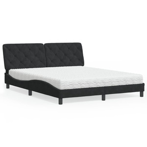 vidaXL, vidaXL Bett mit Matratze Schwarz 160x200 cm Samt