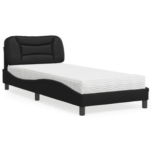 vidaXL, vidaXL Bett mit Matratze Schwarz 90x190 cm Kunstleder