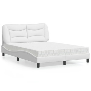 vidaXL, vidaXL Bett mit Matratze Weiß 120x200 cm Kunstleder, vidaXL Bett mit Matratze Weiß 120x200 cm Kunstleder