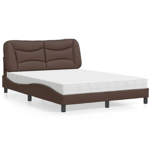 vidaXL, vidaXL Bett mit Matratze Braun 120x200 cm Kunstleder, vidaXL Bett mit Matratze Braun 120x200 cm Kunstleder