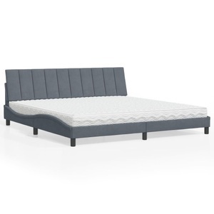 vidaXL, vidaXL Bett mit Matratze Dunkelgrau 200x200 cm Samt, vidaXL Bett mit Matratze Dunkelgrau 200x200 cm Samt