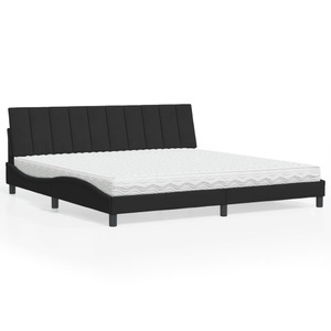 vidaXL, vidaXL Bett mit Matratze Schwarz 200x200 cm Samt, vidaXL Bett mit Matratze Schwarz 200x200 cm Samt