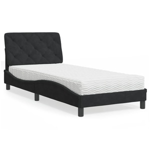 vidaXL, vidaXL Bett mit Matratze Schwarz 80x200 cm Samt, vidaXL Bett mit Matratze Schwarz 80x200 cm Samt