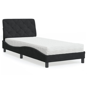 vidaXL, vidaXL Bett mit Matratze Schwarz 90x190 cm Samt