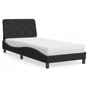 vidaXL, vidaXL Bett mit Matratze Schwarz 90x200 cm Samt