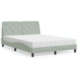 vidaXL, vidaXL Bett mit Matratze Hellgrau 120x200 cm Samt, vidaXL Bett mit Matratze Hellgrau 120x200 cm Samt
