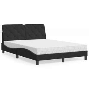 vidaXL, vidaXL Bett mit Matratze Schwarz 120x200 cm Samt