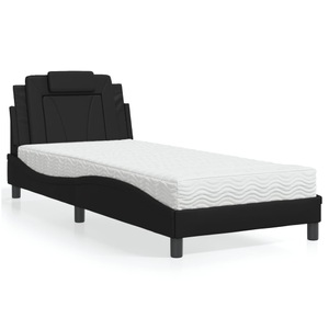 vidaXL, vidaXL Bett mit Matratze Schwarz 90x190 cm Kunstleder