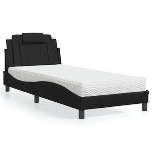 vidaXL, vidaXL Bett mit Matratze Schwarz 90x200 cm Kunstleder