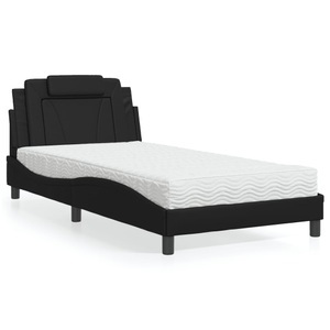 vidaXL, vidaXL Bett mit Matratze Schwarz 100x200 cm Kunstleder