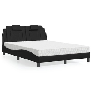 vidaXL, vidaXL Bett mit Matratze Schwarz 120x200 cm Kunstleder, vidaXL Bett mit Matratze Schwarz 120x200 cm Kunstleder