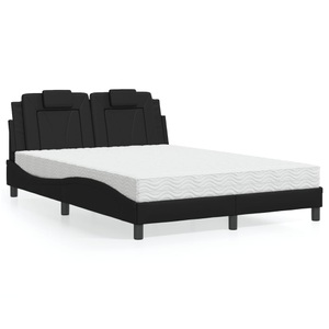 vidaXL, vidaXL Bett mit Matratze Schwarz 140x190 cm Kunstleder