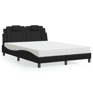 vidaXL, vidaXL Bett mit Matratze Schwarz 140x200 cm Kunstleder