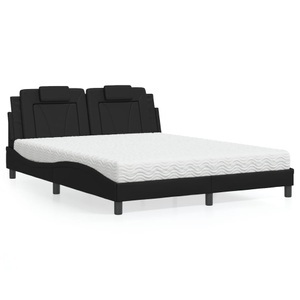 vidaXL, vidaXL Bett mit Matratze Schwarz 160x200 cm Kunstleder