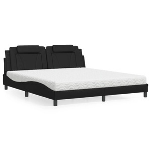 vidaXL, vidaXL Bett mit Matratze Schwarz 180x200 cm Kunstleder