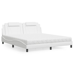 vidaXL, vidaXL Bett mit Matratze Weiß 180x200 cm Kunstleder