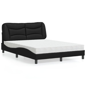 vidaXL, vidaXL Bett mit Matratze Schwarz 140x190 cm Kunstleder