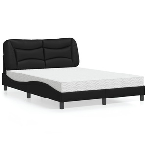 vidaXL, vidaXL Bett mit Matratze Schwarz 140x200 cm Kunstleder, vidaXL Bett mit Matratze Schwarz 140x200 cm Kunstleder